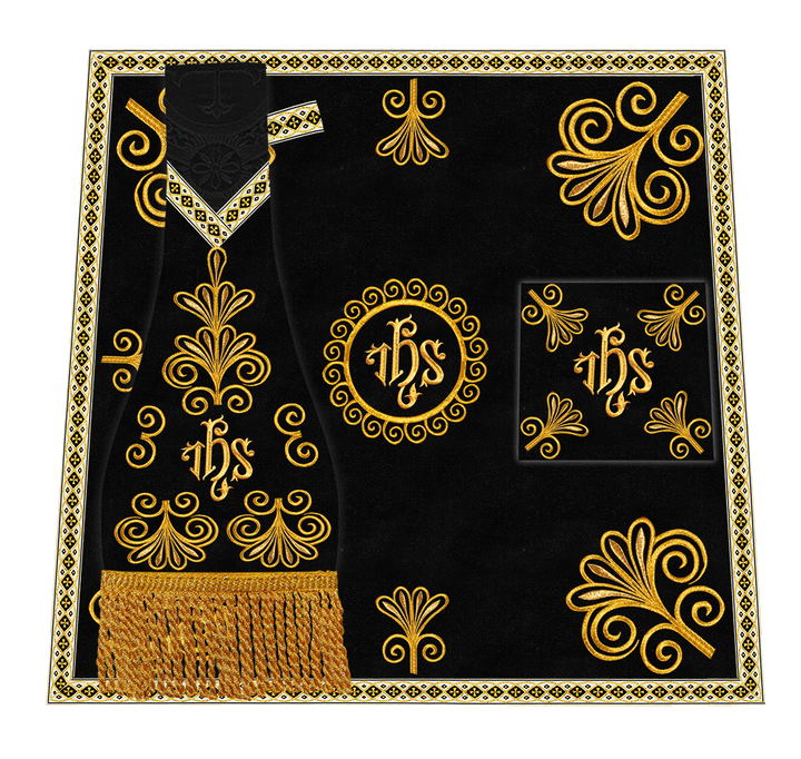 Roman Chasuble Vestment enriched With Coloured Braids and Trims