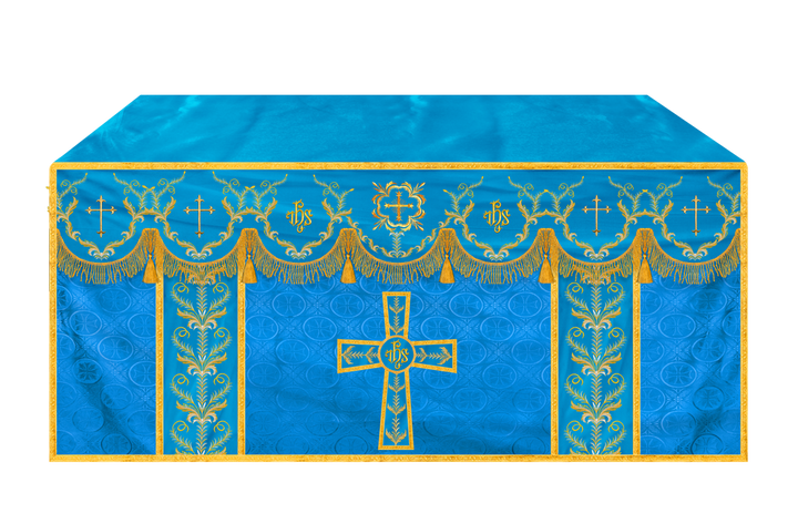 Handcrafted Church Altar Cloth with Detailed Embroidered Trims