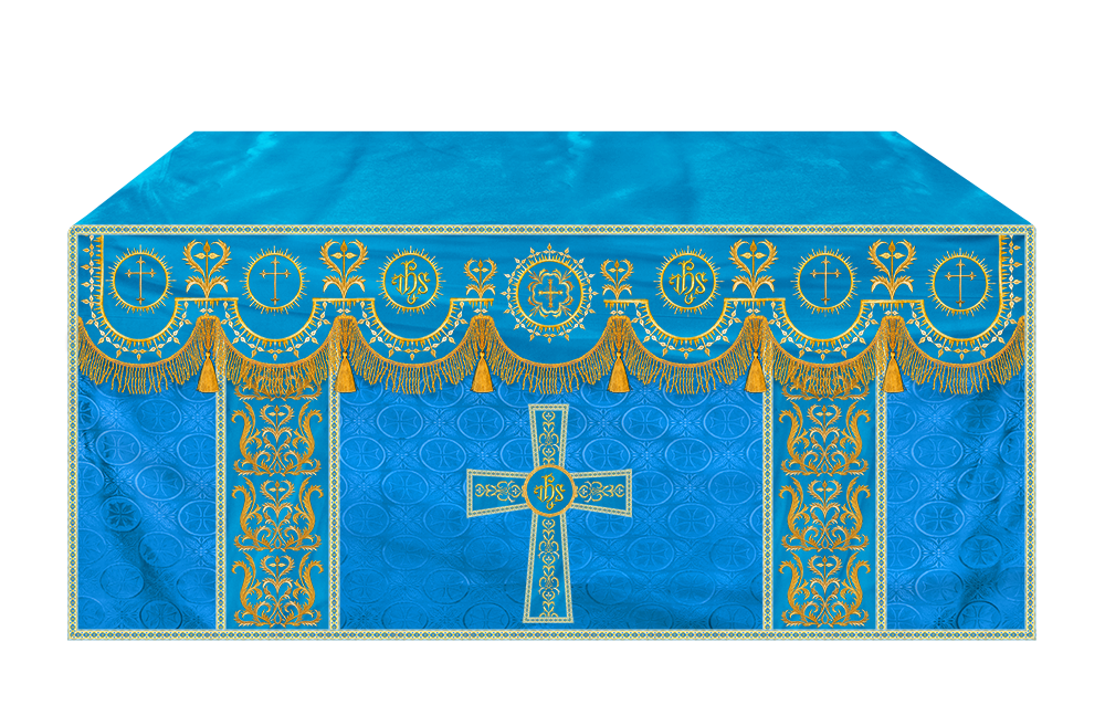 Embroidered Altar Frontal with Ornate Orphrey & Cross Design