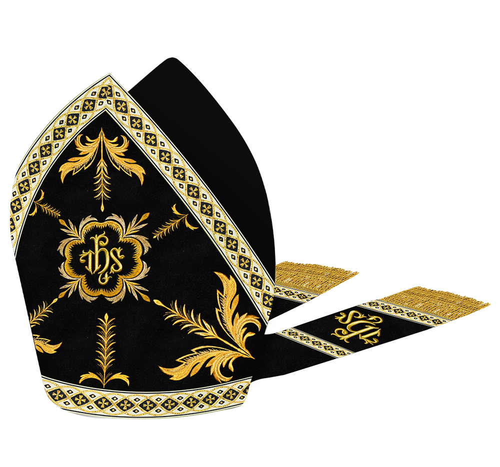 Mitre with Adorned Embroidery Motif and Trims