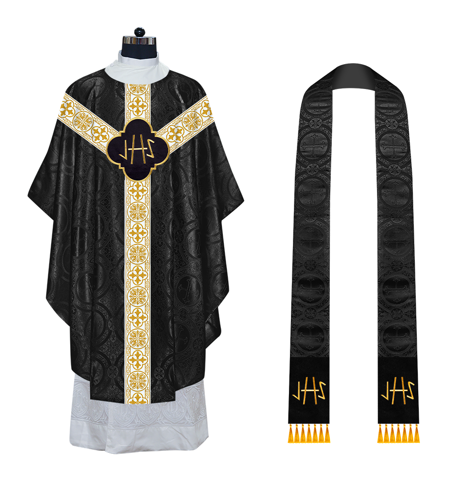 Gothic Chasuble with Embroidered Motif and Orphrey