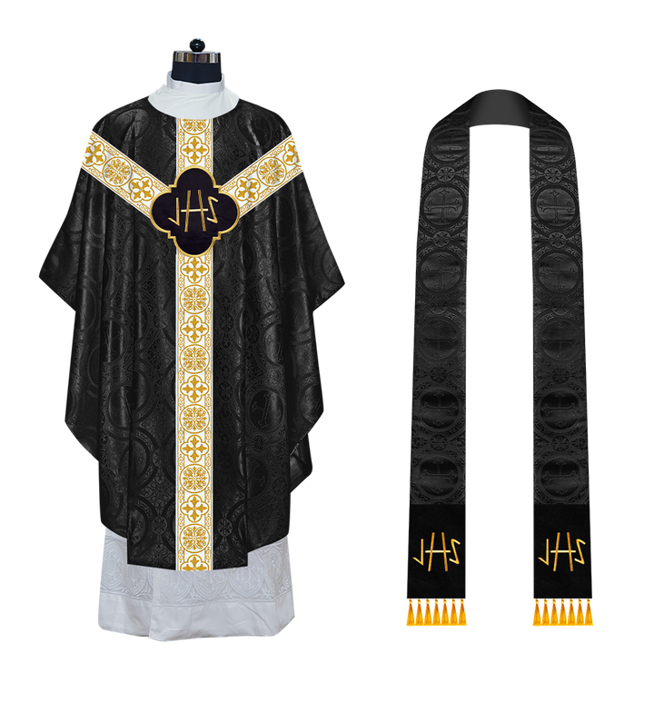 Gothic Chasuble with Embroidered Motif and Orphrey