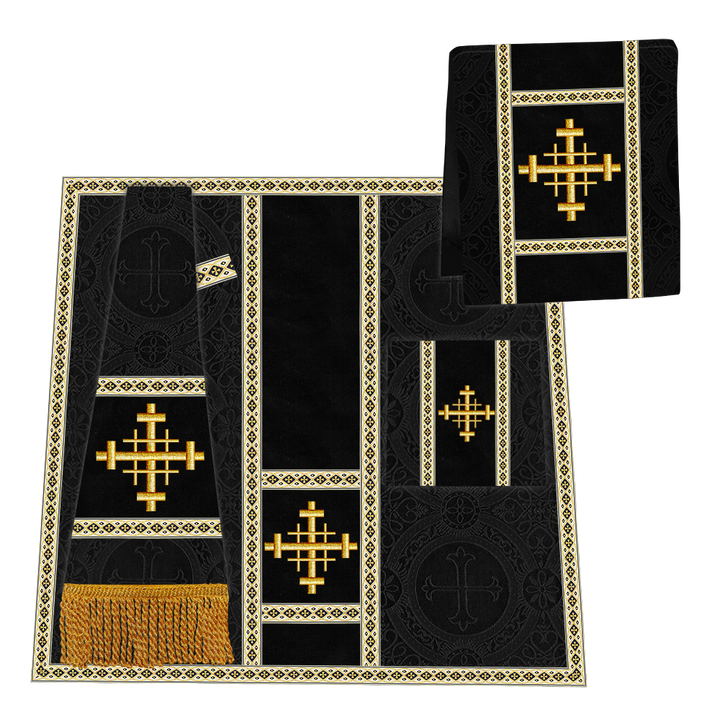 Gothic Chasuble Vestment with Embroidered Cross and Trims