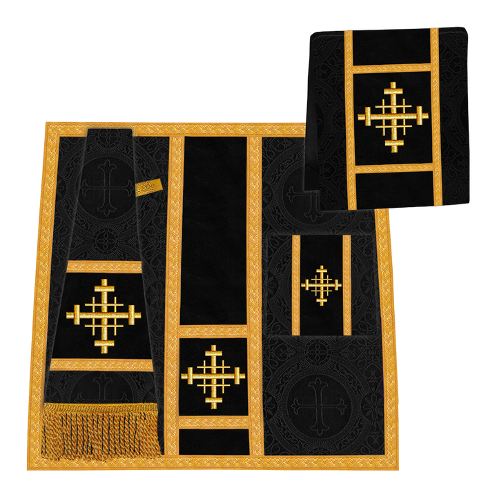 Gothic Chasuble Vestment with woven Braided Trims and Spiritual Motifs