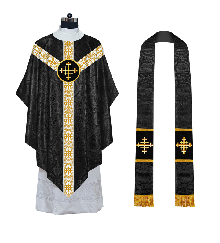 Traditional Pugin Style Chasuble Adorned with White Braids