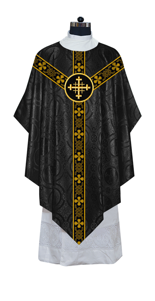 Liturgical Pugin Chasuble with Woven Designer Braided Orphrey