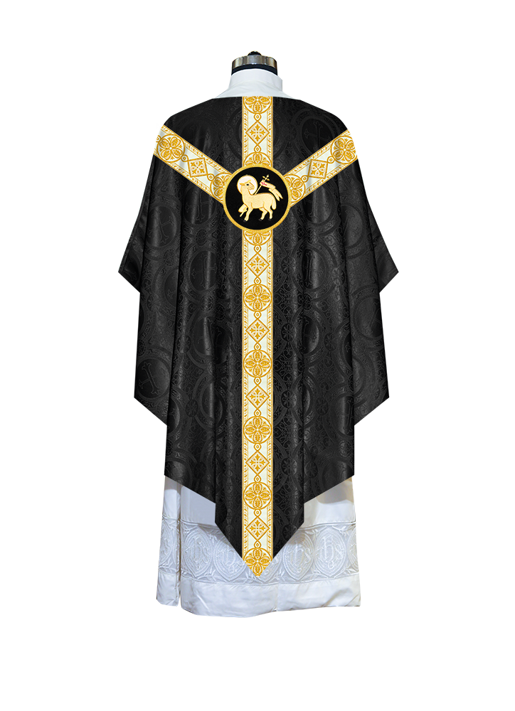 Traditional Pugin Style Chasuble Adorned with White Braids