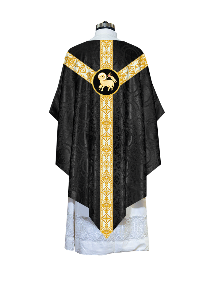 Traditional Pugin Style Chasuble Adorned with White Braids