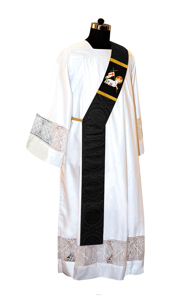 Deacon Stole with Embroidered Spiritual Lamb Motif