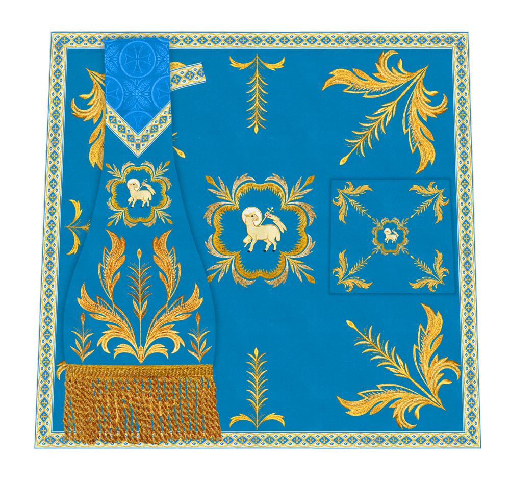 Altar Table Cloth with Fine Embroidered Trims & Spiritual Motifs