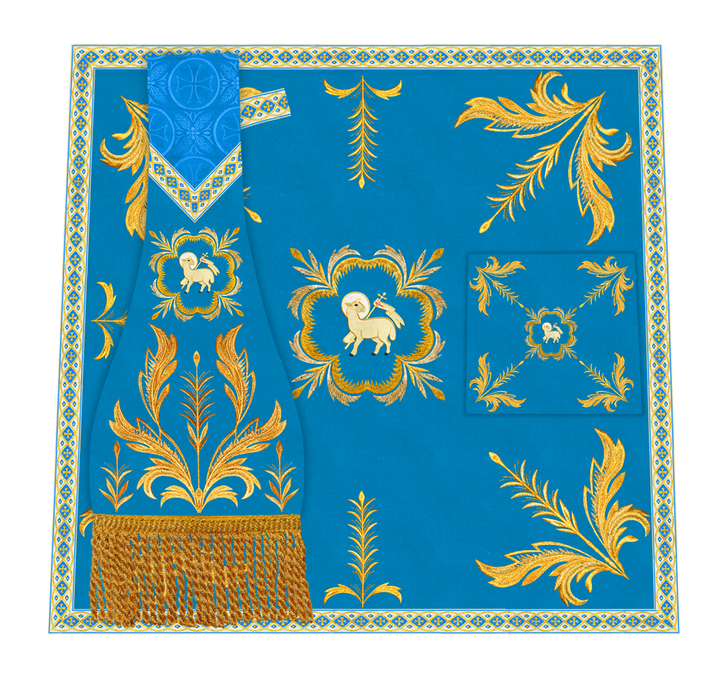 Altar Table Cloth with Fine Embroidered Trims & Spiritual Motifs