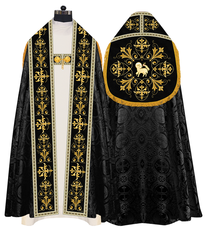 Embroidered Roman Cope Vestment with Braided Trims