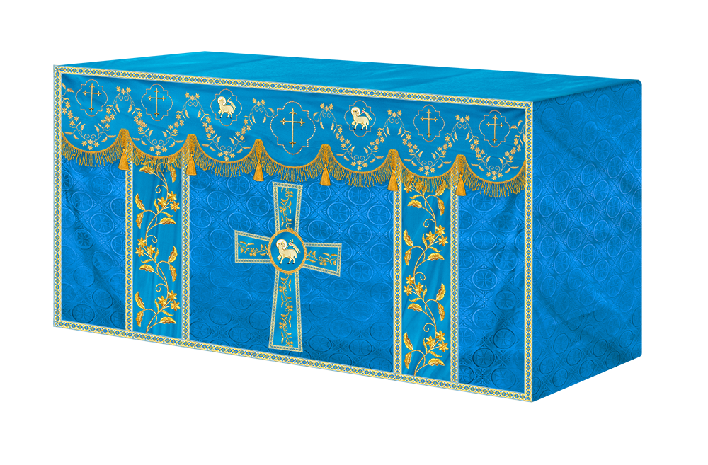 Elegant Embroidered Altar Cloth with Decorative Trim