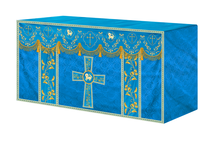 Elegant Embroidered Altar Cloth with Decorative Trim