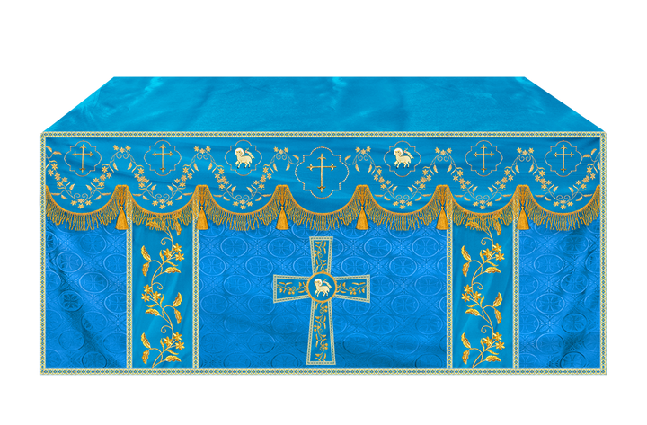 Elegant Embroidered Altar Cloth with Decorative Trim