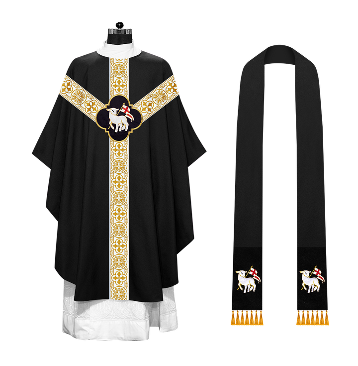 Gothic Chasuble with Embroidered Motif and Orphrey