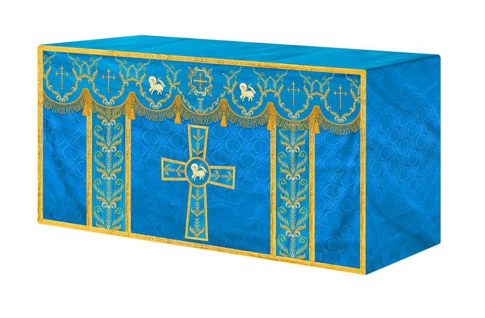 Handcrafted Church Altar Cloth with Detailed Embroidered Trims