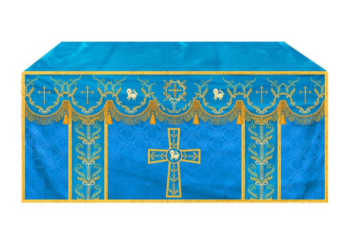 Handcrafted Church Altar Cloth with Detailed Embroidered Trims