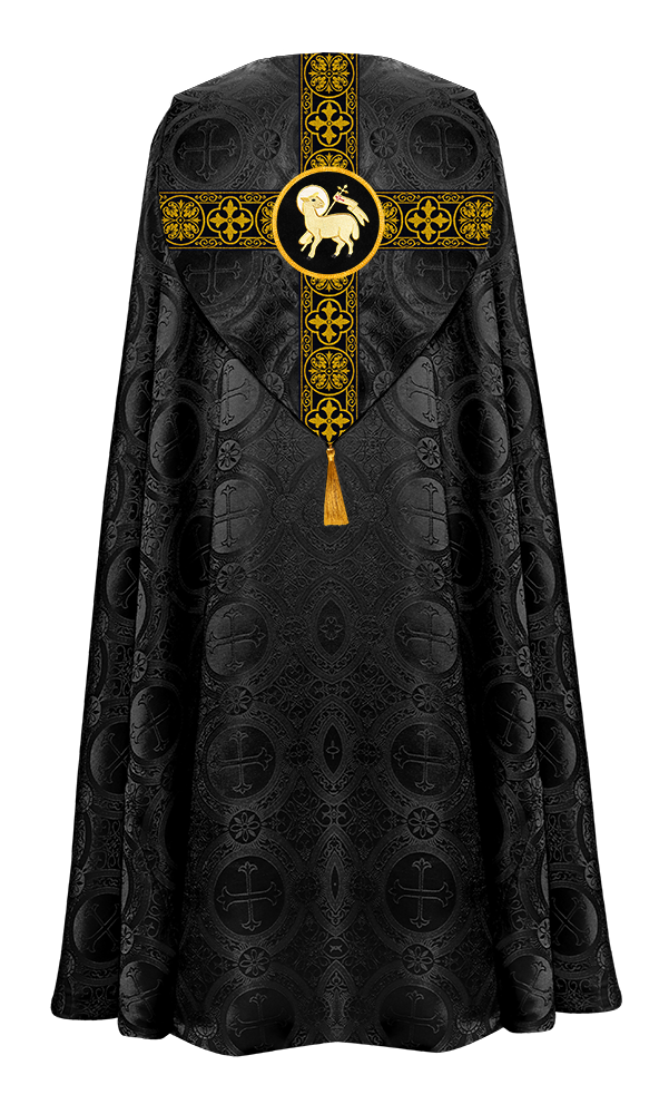 Gothic Cope Vestment with Cross type Braided Trims and motif