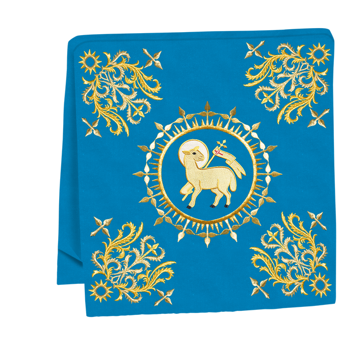 Traditional Altar Table Cloth with Ornate Motif and Embroidered Trims