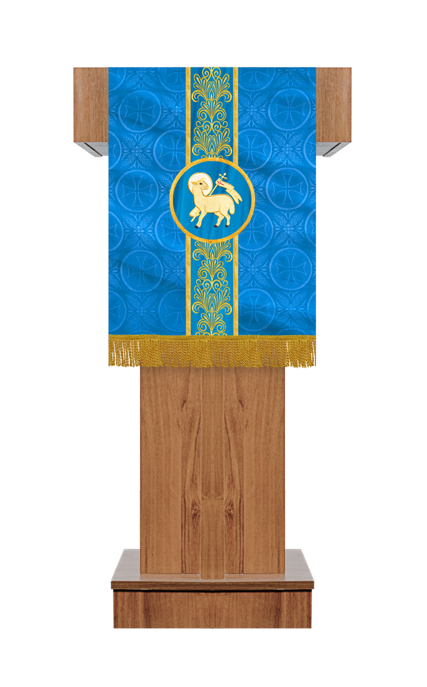 Traditional Altar Cloth Adorned with Embroidered Trims and Motif