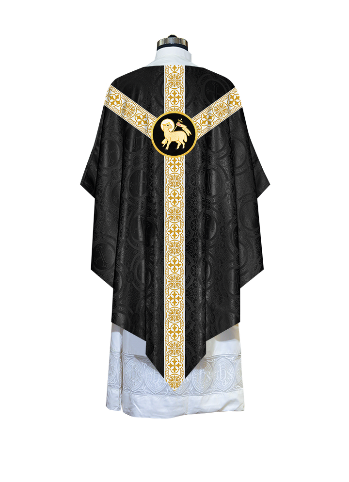 Traditional Pugin Style Chasuble Adorned with White Braids