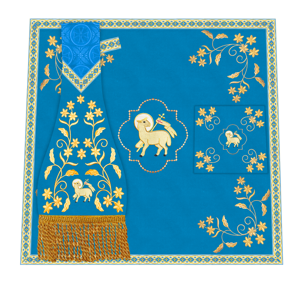 Elegant Embroidered Altar Cloth with Decorative Trim