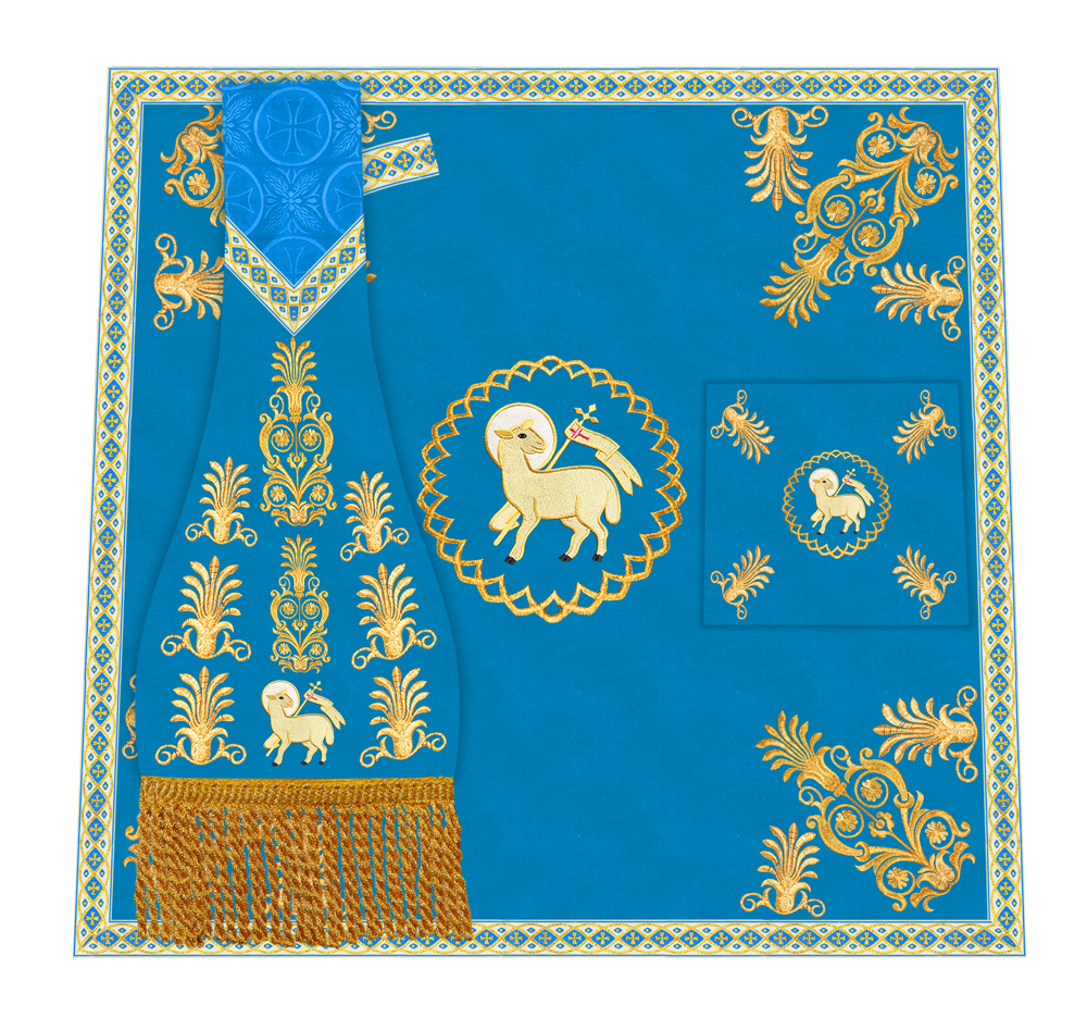 Traditional Altar Cloth with Embroidered Cross & Braided Trims