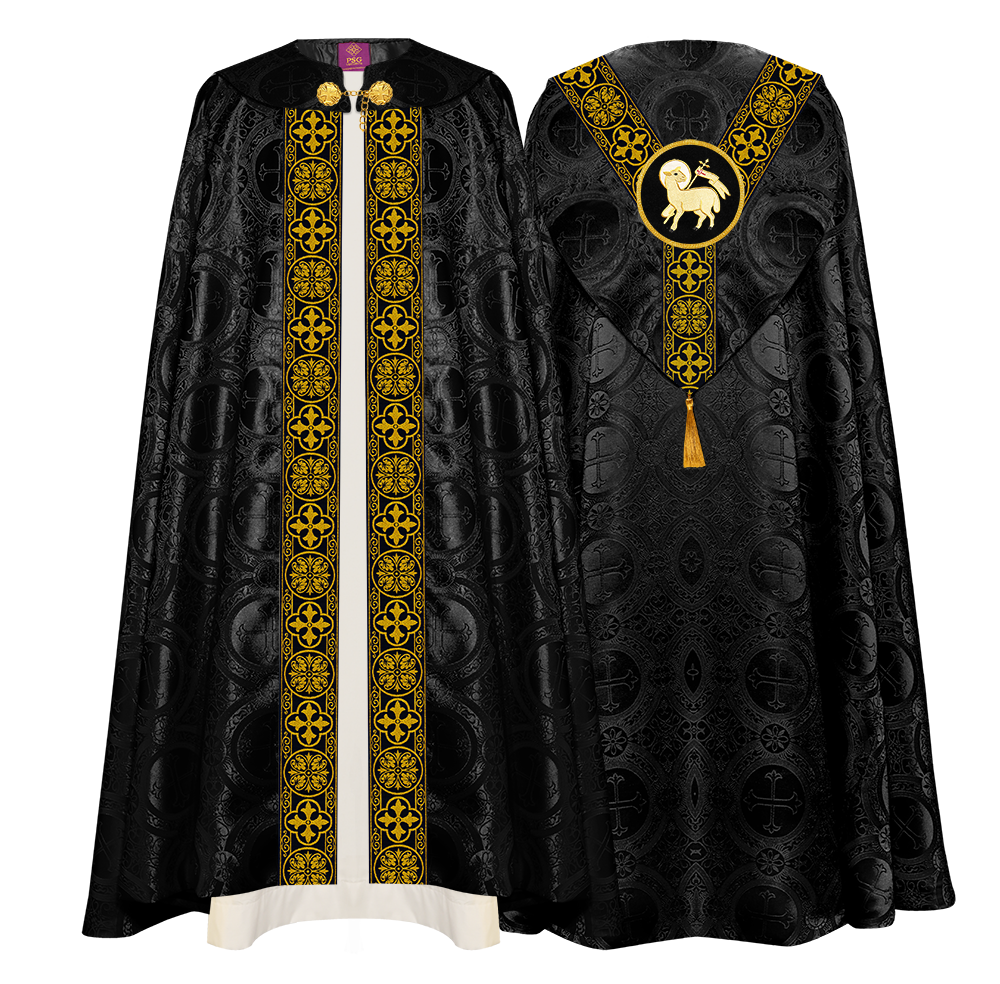 Gothic Cope Vestment with Y Type Braided Trims and Motifs