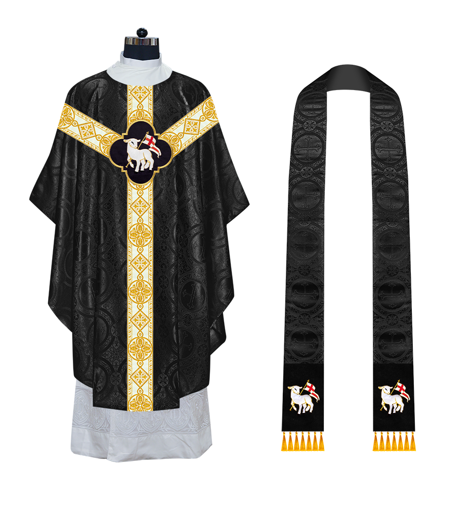 Gothic Chasuble Vestment with Motif and Trims