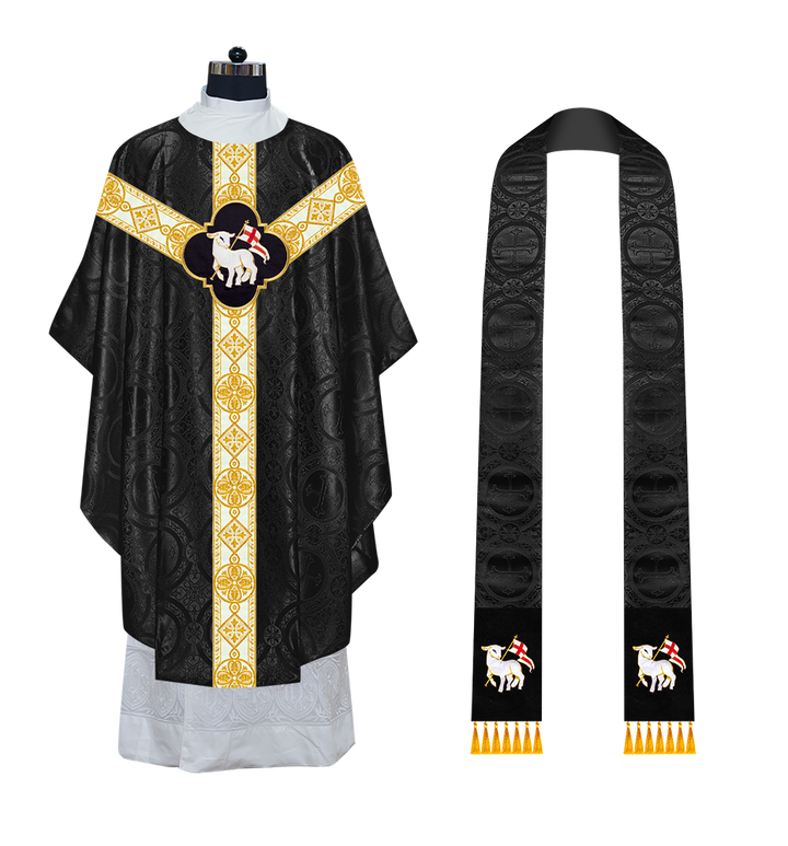 Gothic Chasuble Vestment with Motif and Trims