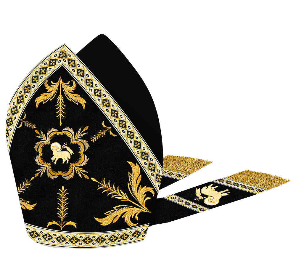 Mitre with Adorned Embroidery Motif and Trims