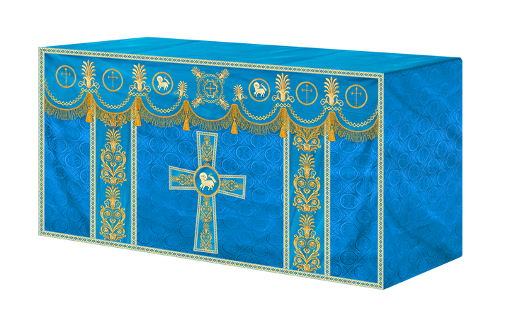 Traditional Altar Cloth with Embroidered Cross & Braided Trims