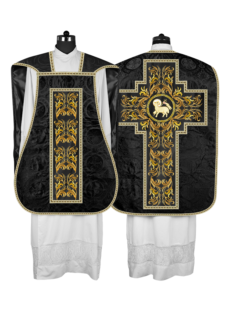 Roman Chasuble Vestment With Woven Braids and Trims