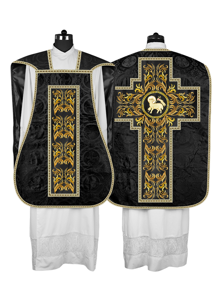 Roman Chasuble Vestment With Woven Braids and Trims