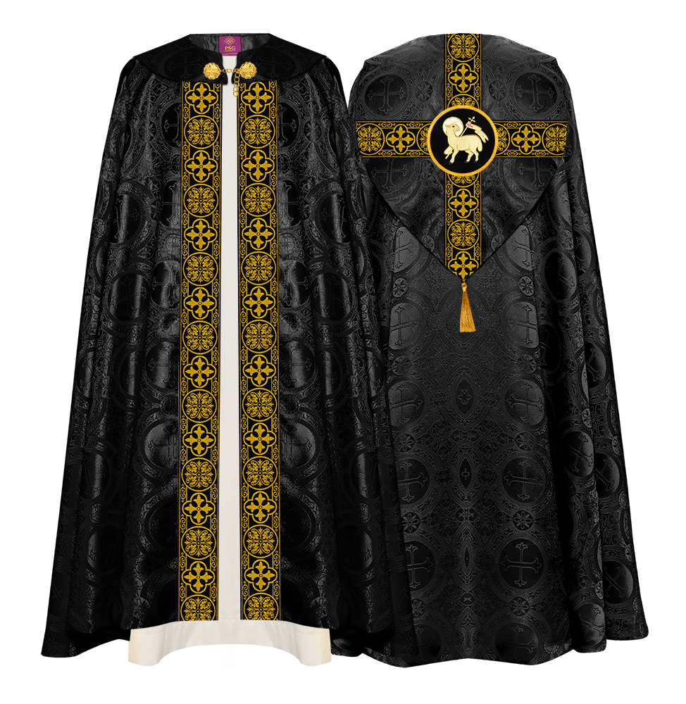 Gothic Cope Vestment with Cross type Braided Trims and motif