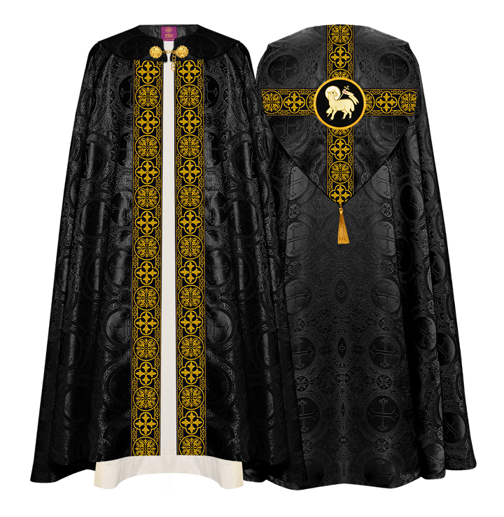 Gothic Cope Vestment with Cross type Braided Trims and motif