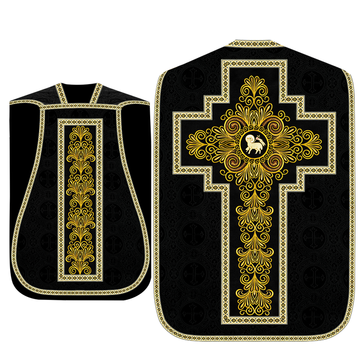 Roman Chasuble Vestment enriched With Coloured Braids and Trims