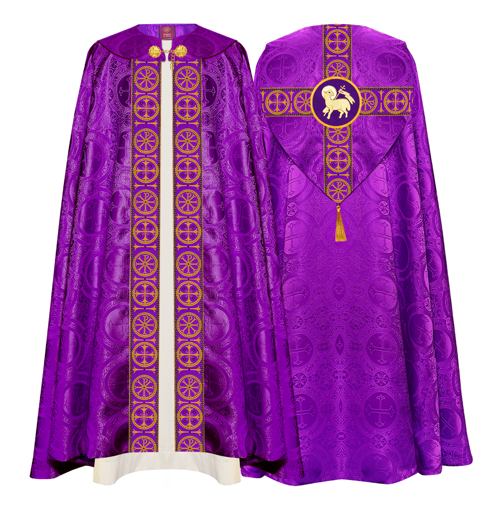 Gothic Cope Vestment with Cross Type Braided Motif