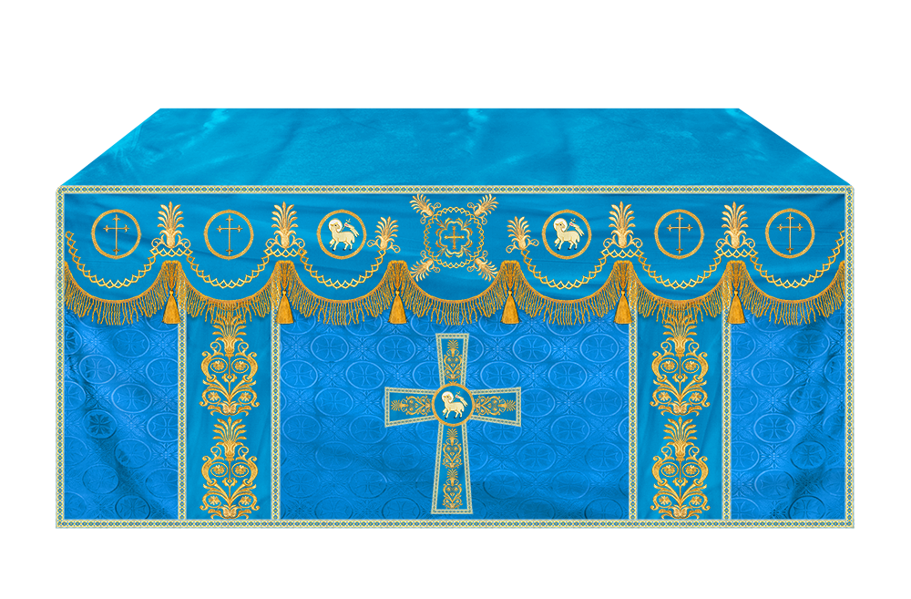 Traditional Altar Cloth with Embroidered Cross & Braided Trims