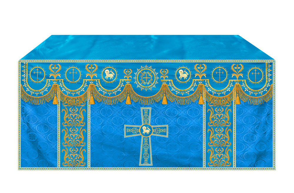 Embroidered Altar Frontal with Ornate Orphrey & Cross Design