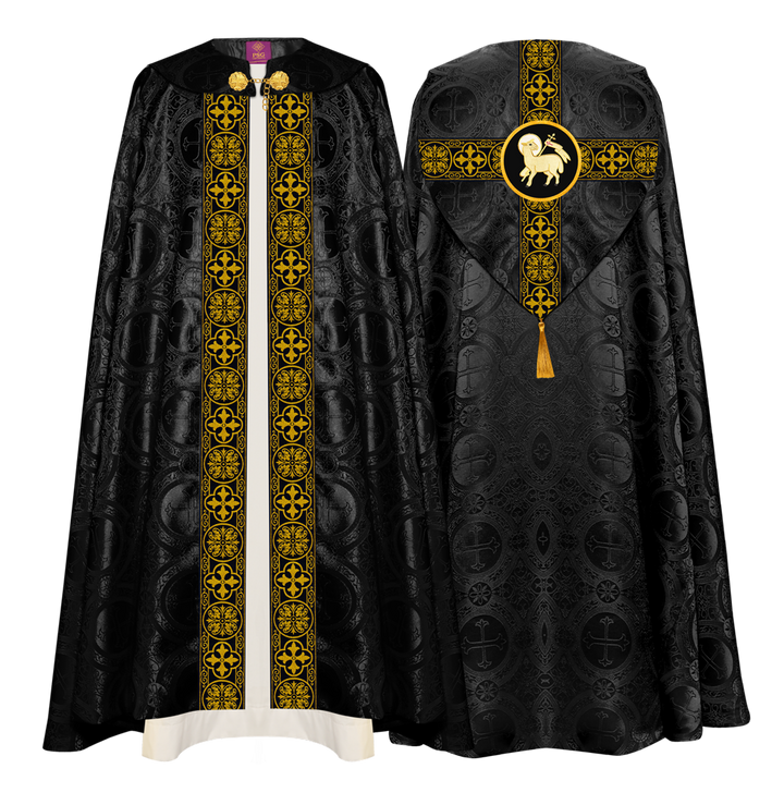 Gothic Cope Vestment with Cross type Braided Trims and motif