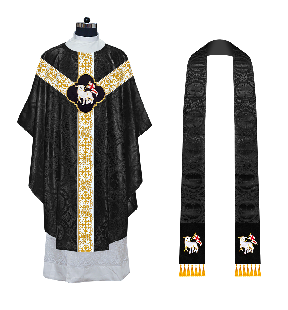 Gothic Chasuble with Embroidered Motif and Orphrey