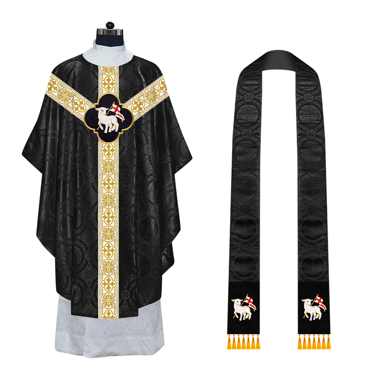 Gothic Chasuble with Embroidered Motif and Orphrey