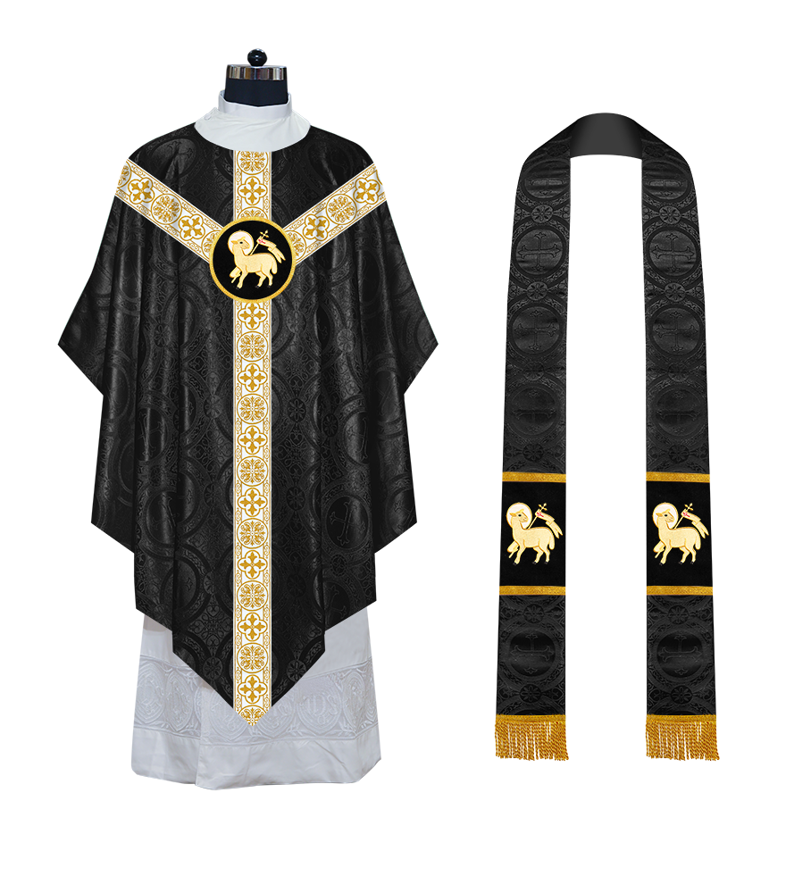 Traditional Pugin Style Chasuble Adorned with White Braids