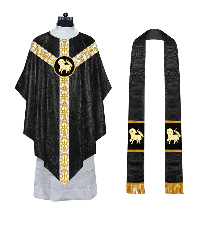 Traditional Pugin Style Chasuble Adorned with White Braids