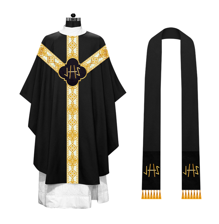 Gothic Chasuble Vestment with Motif and Trims