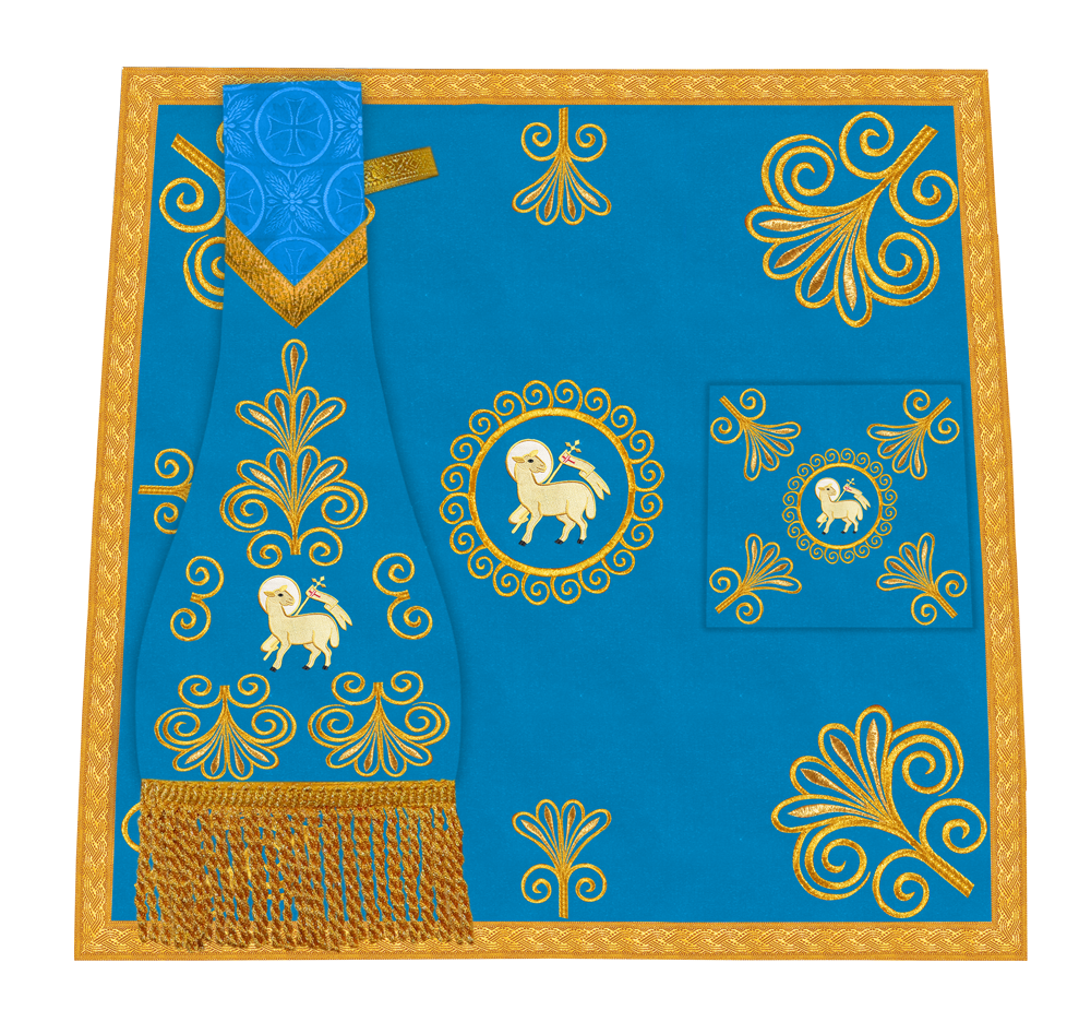 Traditional Altar Cloth Adorned with Embroidered Trims and Motif