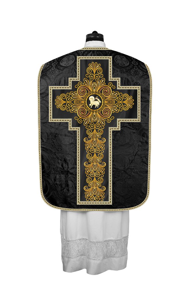 Roman Chasuble Vestment enriched With Coloured Braids and Trims