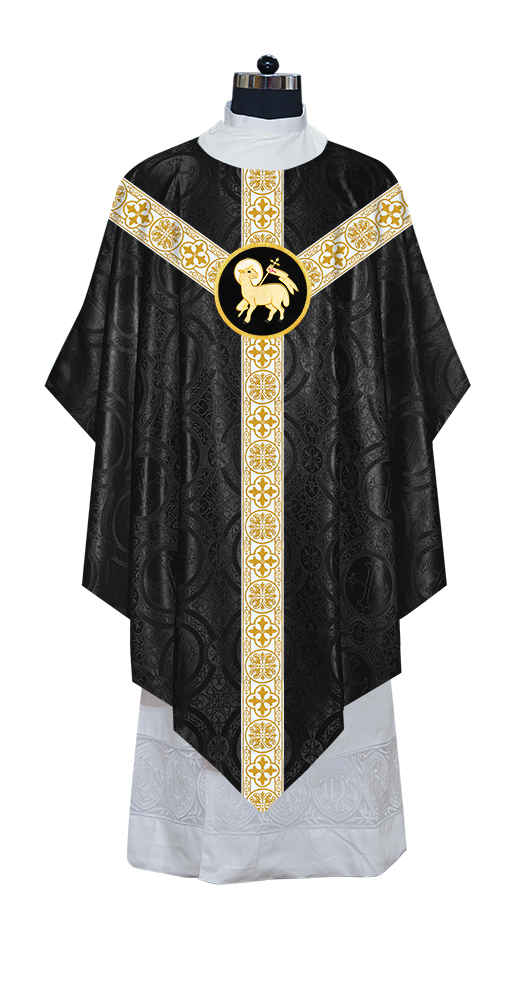 Traditional Pugin Style Chasuble Adorned with White Braids